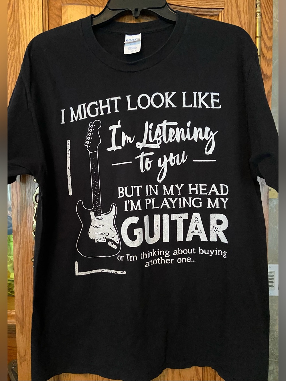 Port and Company Black Graphic Guitar Tee